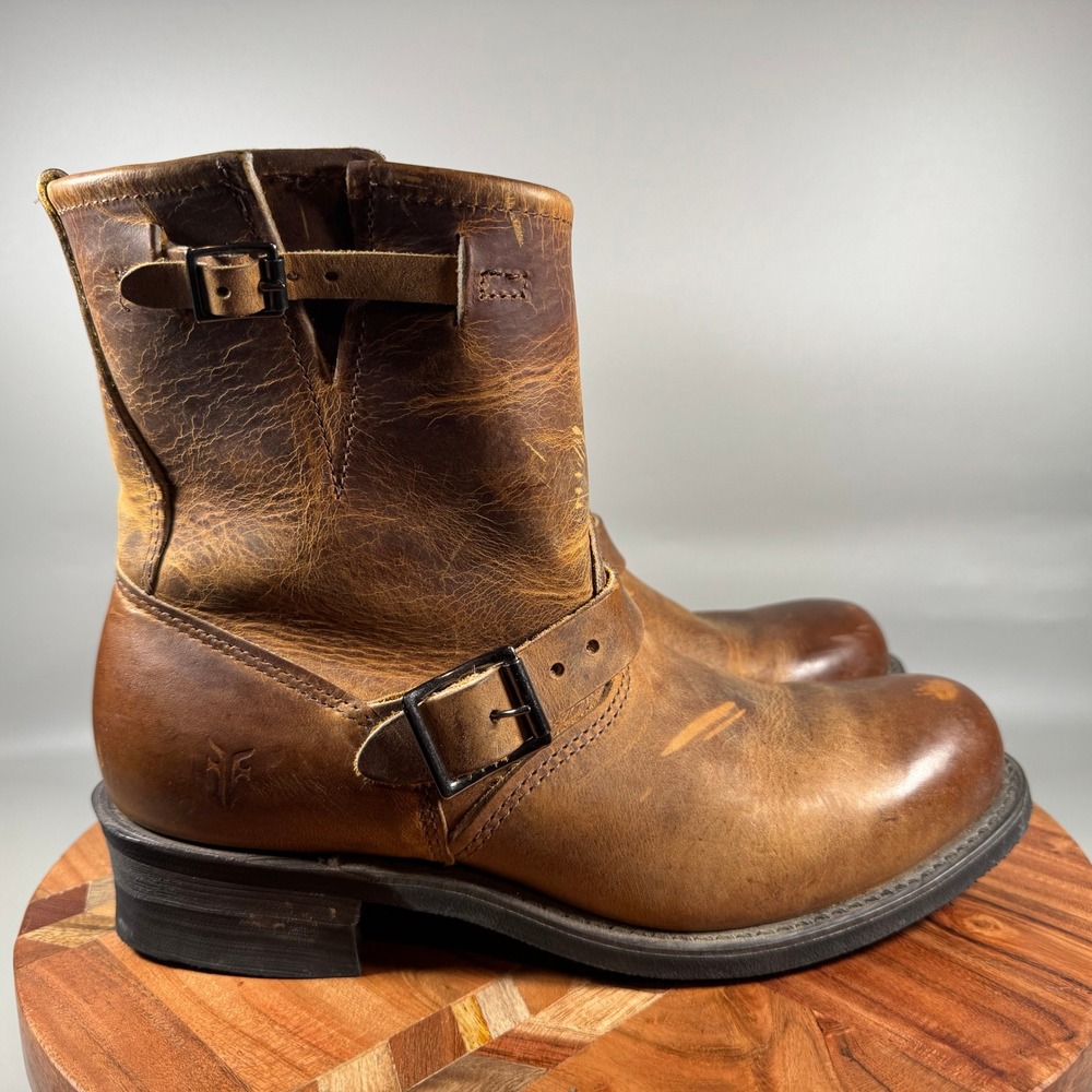 Frye Engineer 8R Brown Leather Boots Made in USA 77500 Womens 11 M Gaucho